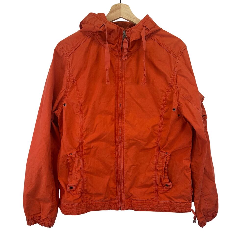 Eddie Bauer Orange Spring Lightweight Full Zip Hooded Jacket Womens Large